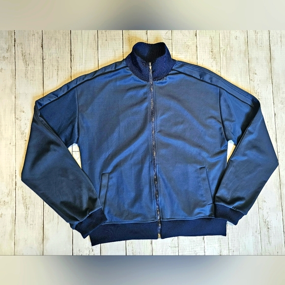 Zara Dark Blue/Teal Full Zip Retro Track Jacket with Pockets Collared Medium - Picture 3 of 11